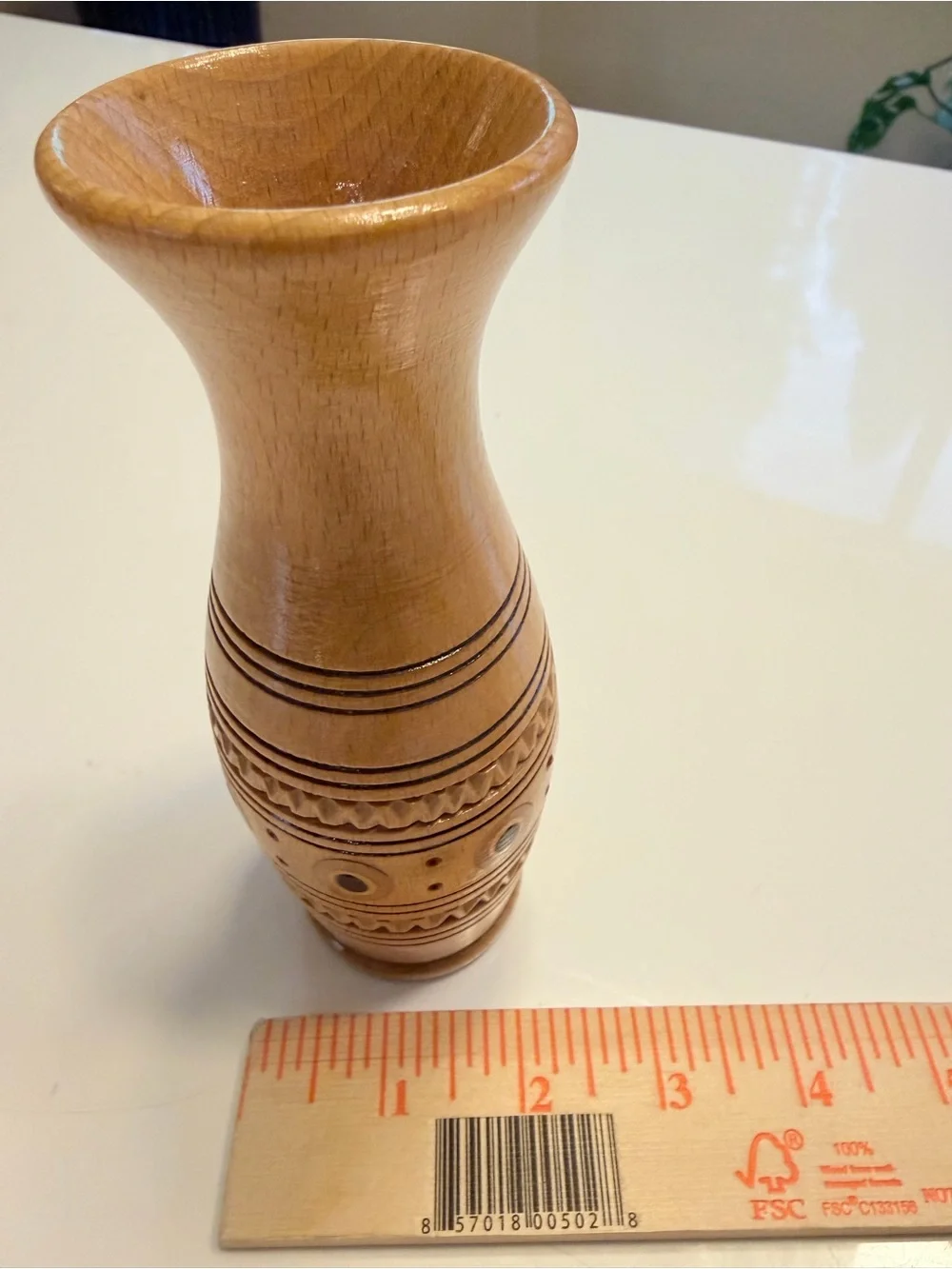 Vintage Hand Carved Wooden Bud Vase 6